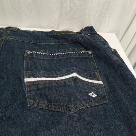 MENS ENYCE 44 34 DENIM JEANS EMBROIDERED Y2K BAGGY WIDE SKATER HIP HOP Grunge  . - Picture 4 of 12